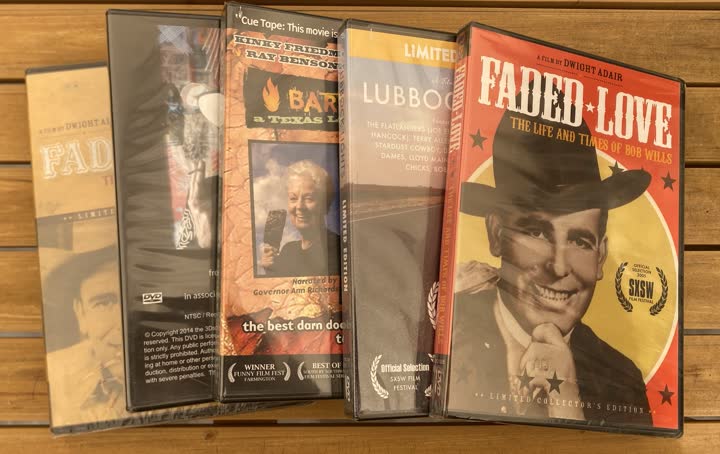 Sealed Texas music DVD covers fanned out